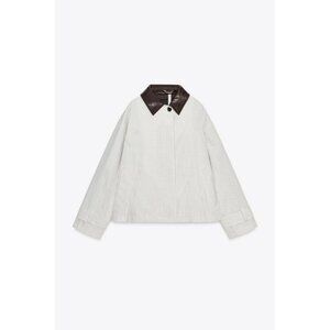 ZARA ZW COLLECTION LEATHER COLLAR SHORT TRENCH COAT